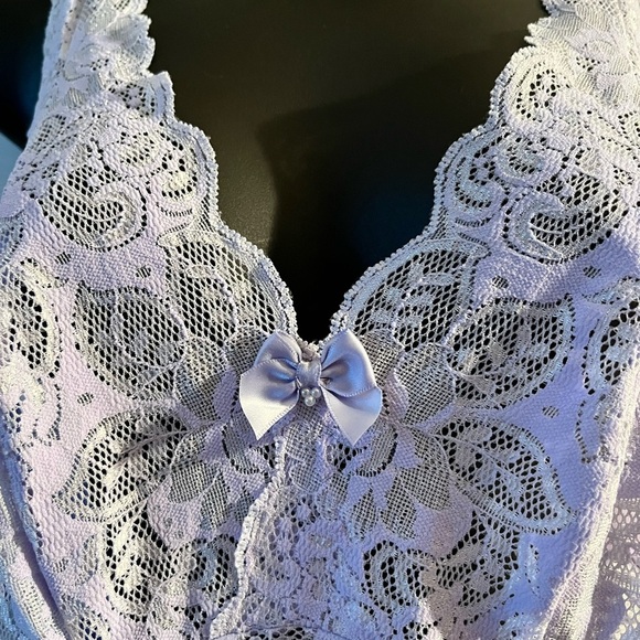 Lavender Lace vintage Nightgown dainty nighty sheer feminine maxi - Picture 8 of 10